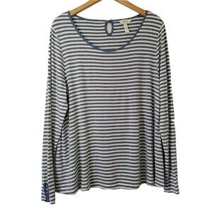 Matilda Jane Womens Tunic Top Size XL Stripe Long Sleeve Tee Polka Dot Trim